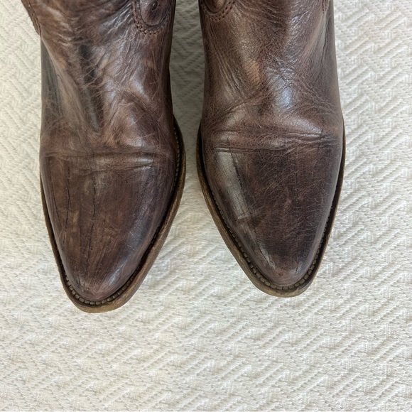 Gardenia Copenhagen Distressed Leather Cowboy Ankle Boots - Boho Chic sz 40 / 9 - Picture 8 of 13